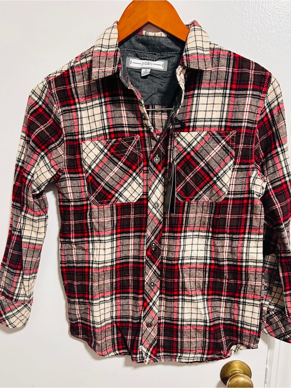 PD&C Red, White & Black Plaid Button-Down Flannel Shirt